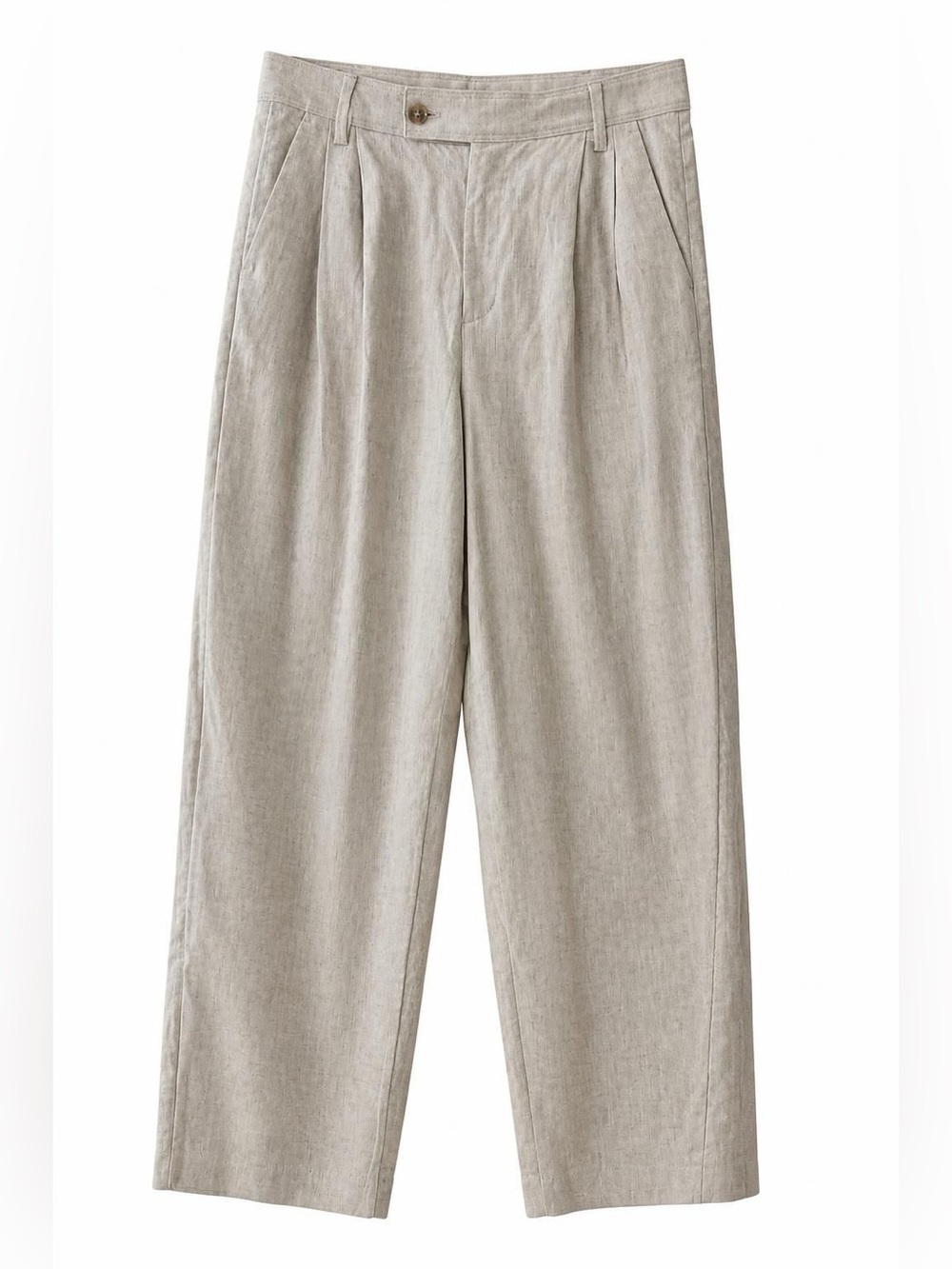 Women’s Wide-Leg Linen Blend Pants in Light Beige